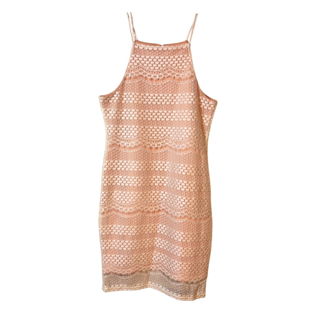 Gianni‎ Bini Womens Knit Lace Overlay Lined Sleevless Blush Peach Dress Medium